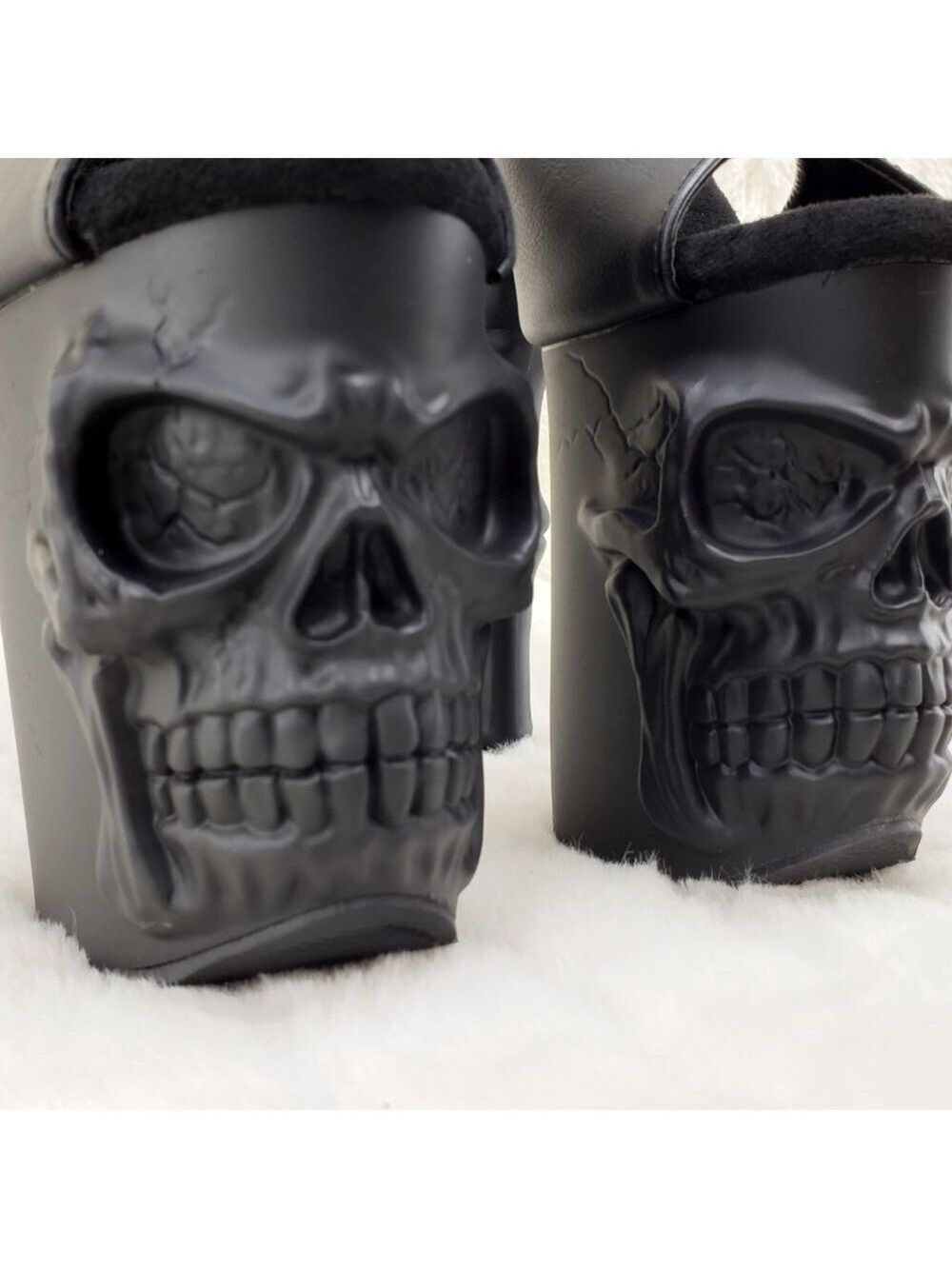 Skull & Bones Platform 8" Heels Pole Shoes - Picture 12 of 14